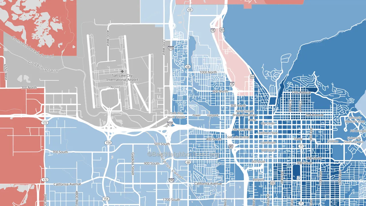Jordan Meadows, Salt Lake City, UT block-group political-lean map