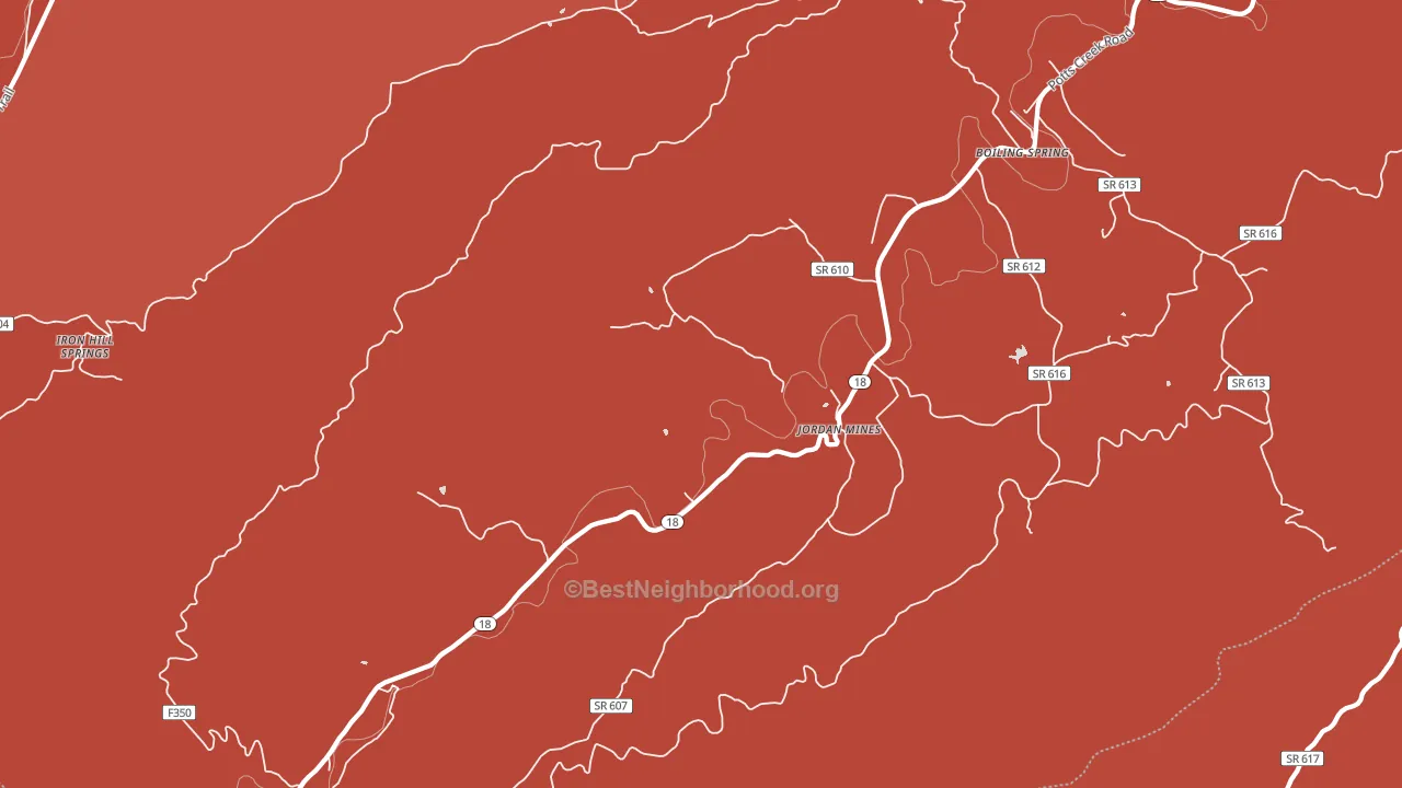 Jordan Mines, VA block-group political-lean map