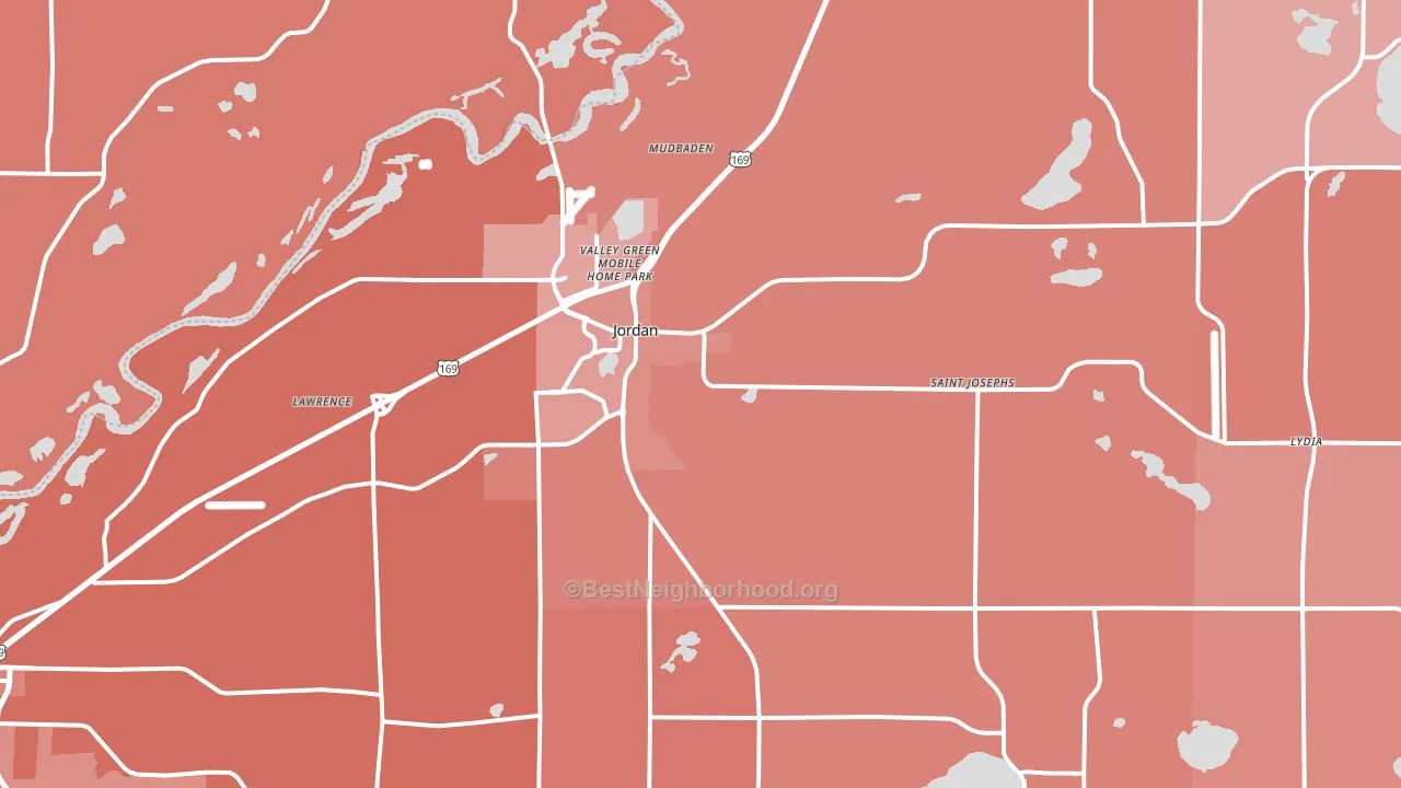 Jordan, MN block-group political-lean map