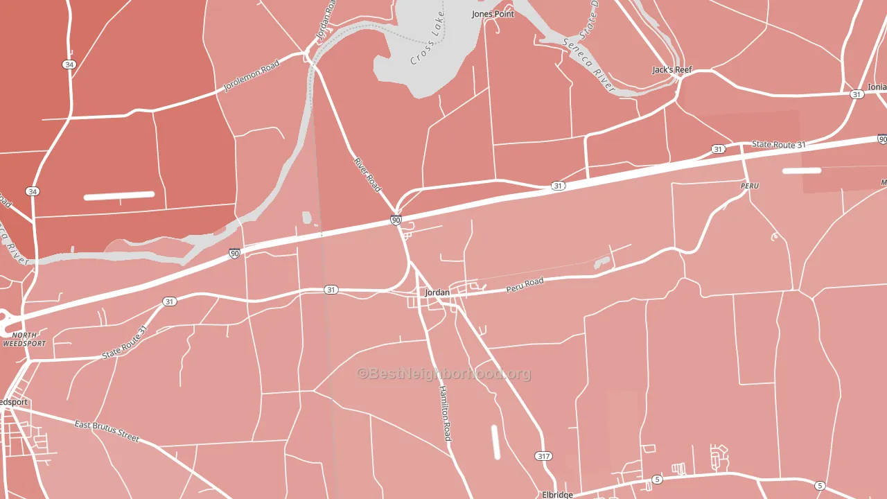 Jordan, NY block-group political-lean map