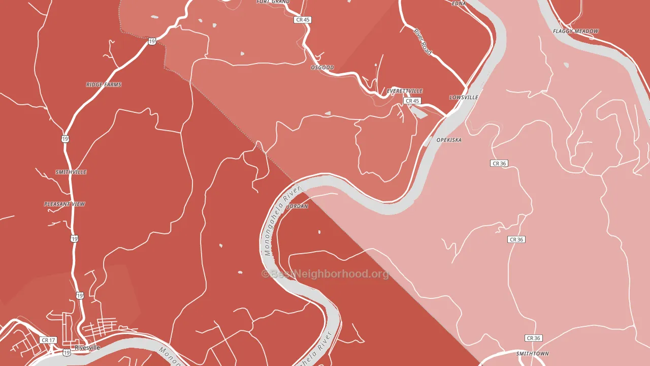 Jordan, WV block-group political-lean map