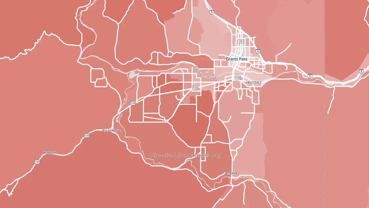 Josephine County, OR block-group political-lean map