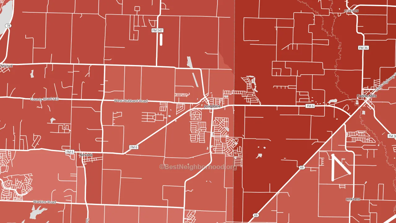Josephine, TX block-group political-lean map