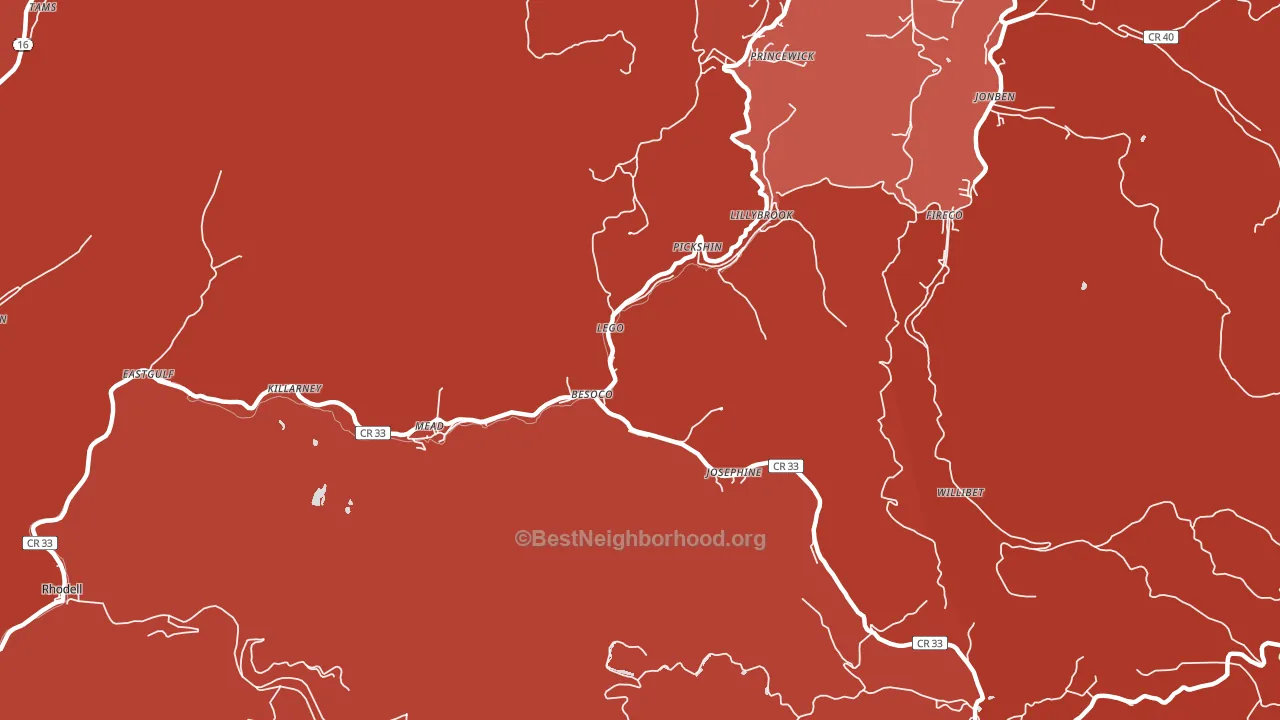 Josephine, WV block-group political-lean map