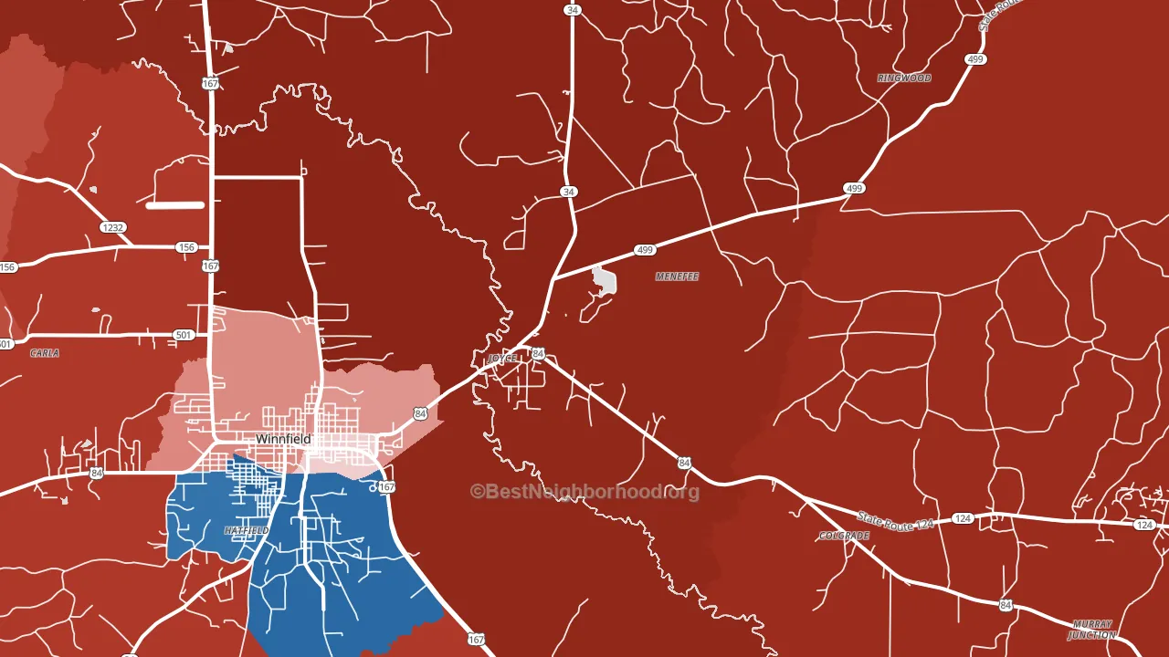 Joyce, LA block-group political-lean map