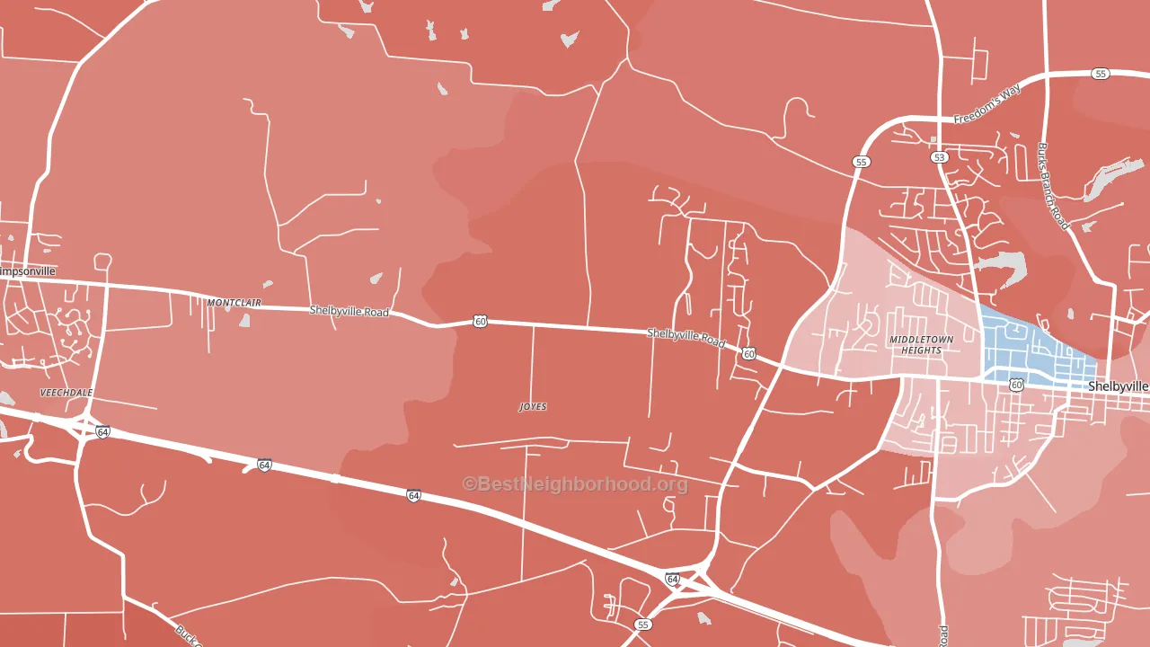 Joyes, KY block-group political-lean map