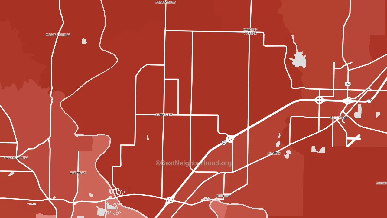 Judsonia, AR block-group political-lean map