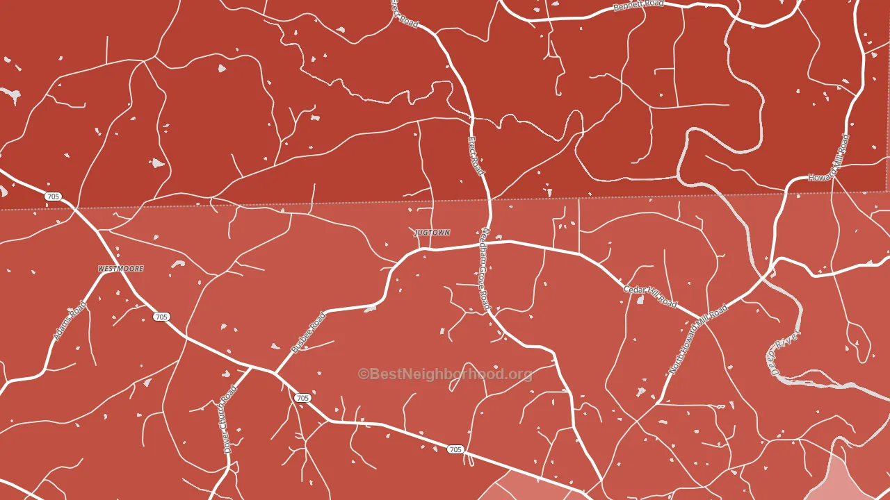 Jugtown, NC block-group political-lean map