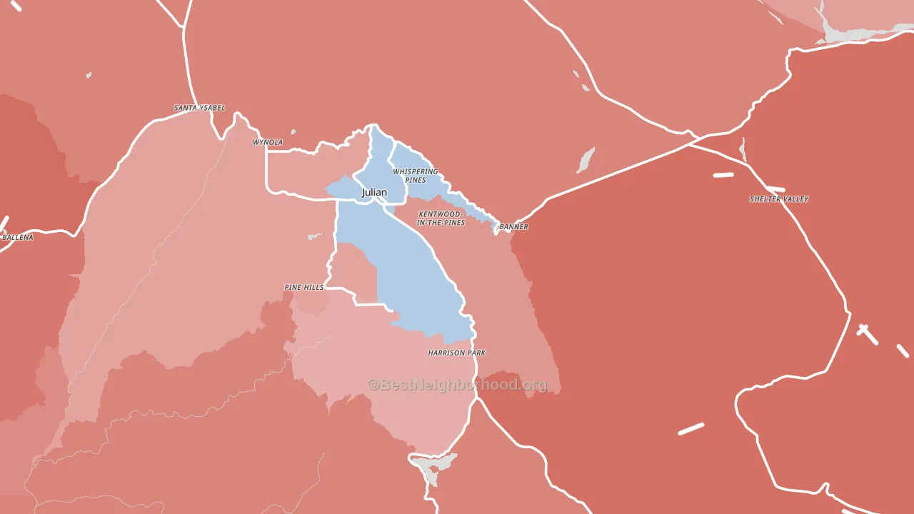 Julian, CA block-group political-lean map