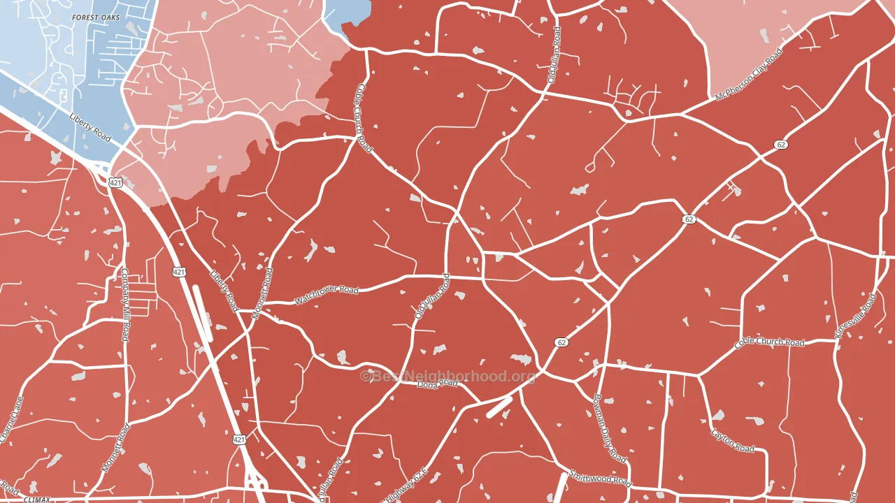 Julian, NC block-group political-lean map