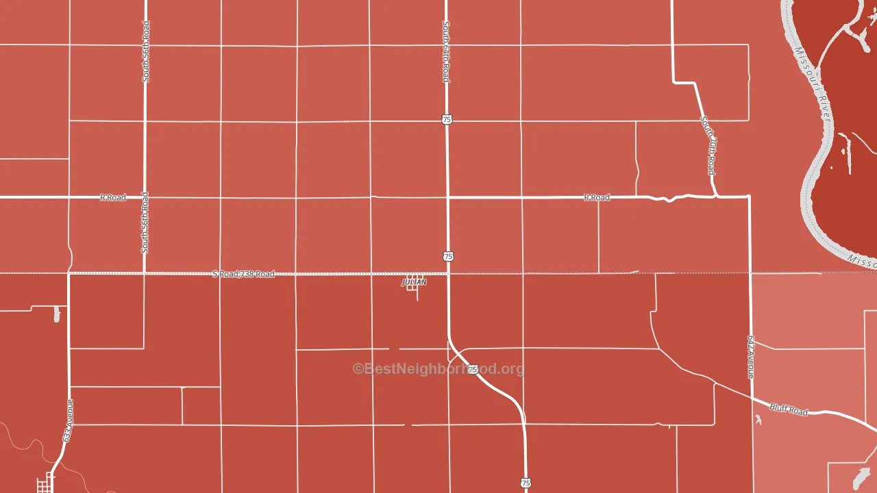 Julian, NE block-group political-lean map
