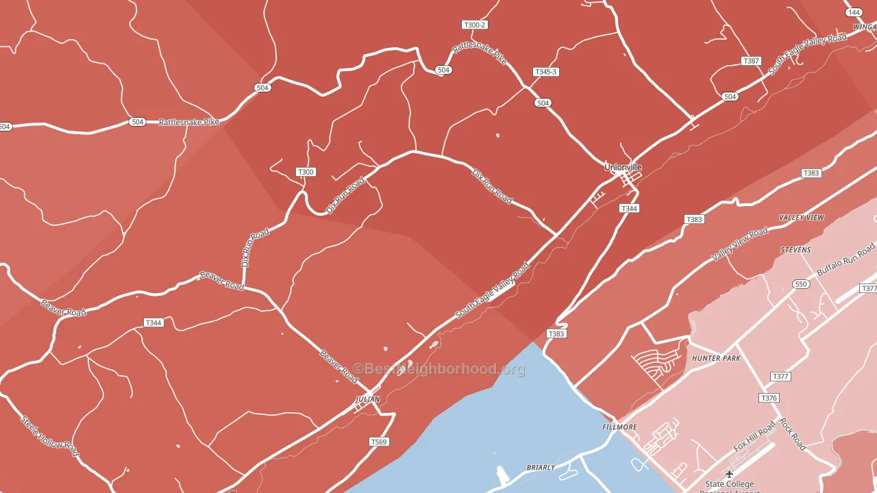 Julian, PA block-group political-lean map