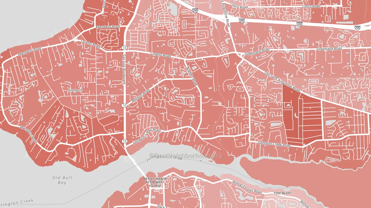 Julington Creek, Jacksonville, FL block-group political-lean map