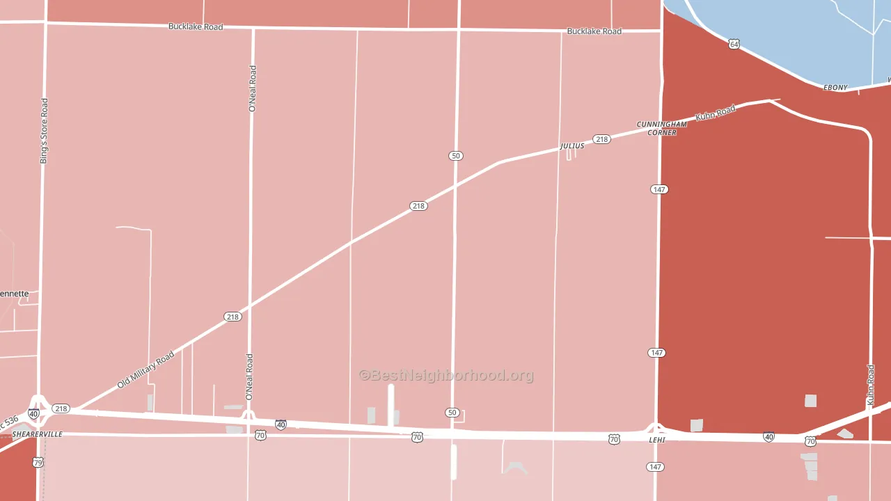Julius, AR block-group political-lean map