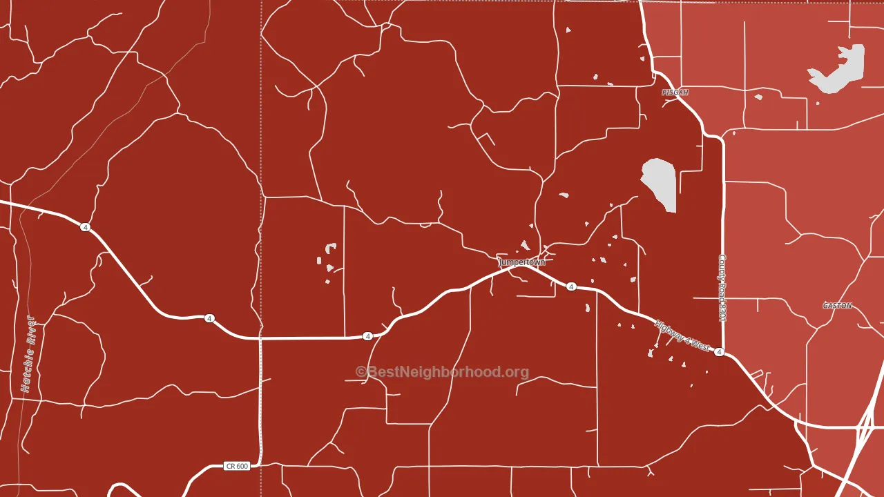 Jumpertown, MS block-group political-lean map