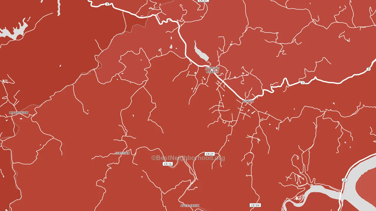 Jumping Branch, WV block-group political-lean map