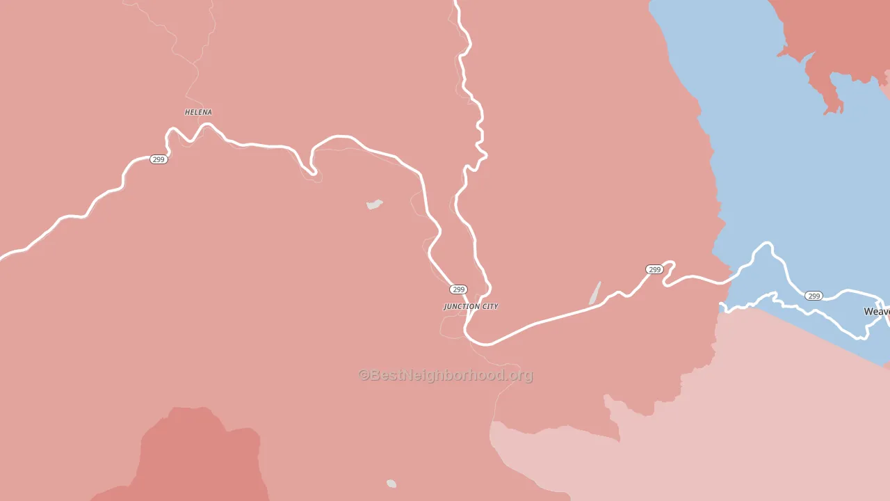 Junction City, CA block-group political-lean map