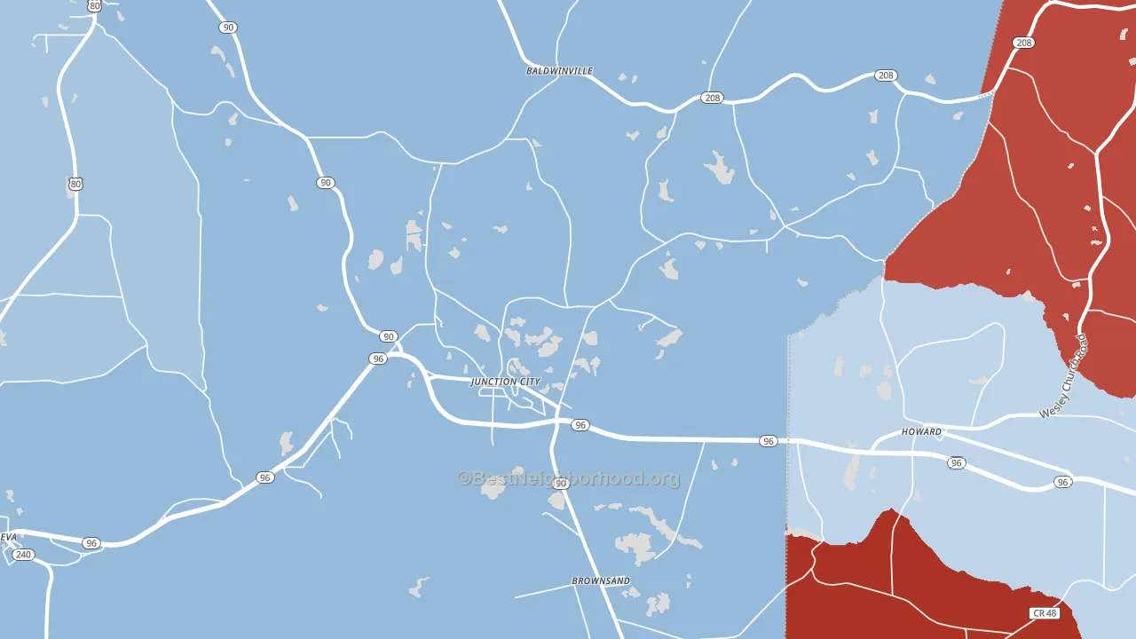 Junction City, GA block-group political-lean map