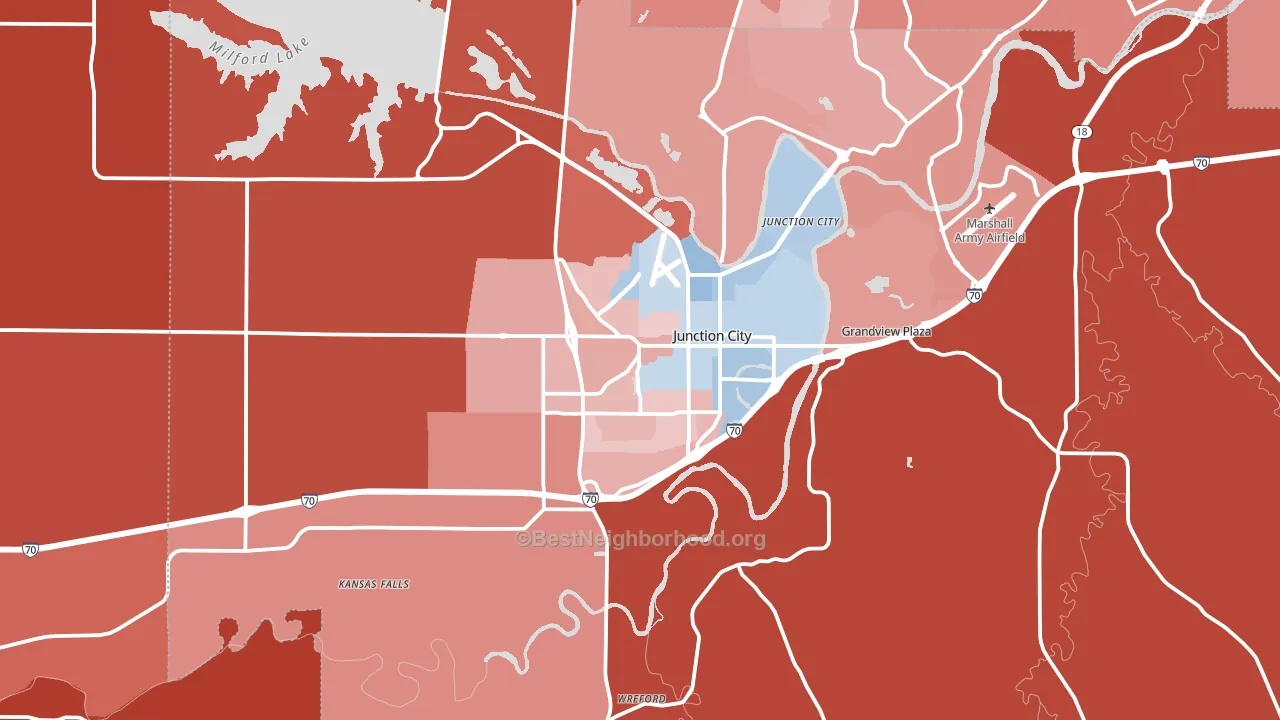 Junction City, KS block-group political-lean map