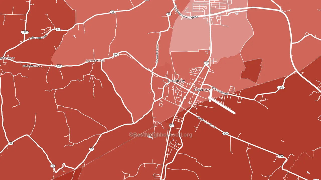 Junction City, KY block-group political-lean map