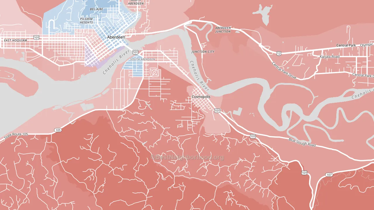 Junction City, WA block-group political-lean map