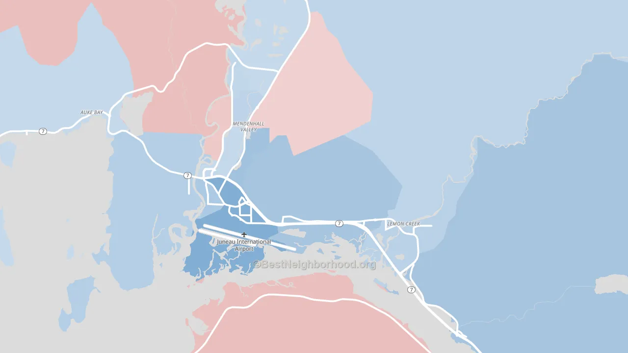Juneau, AK block-group political-lean map