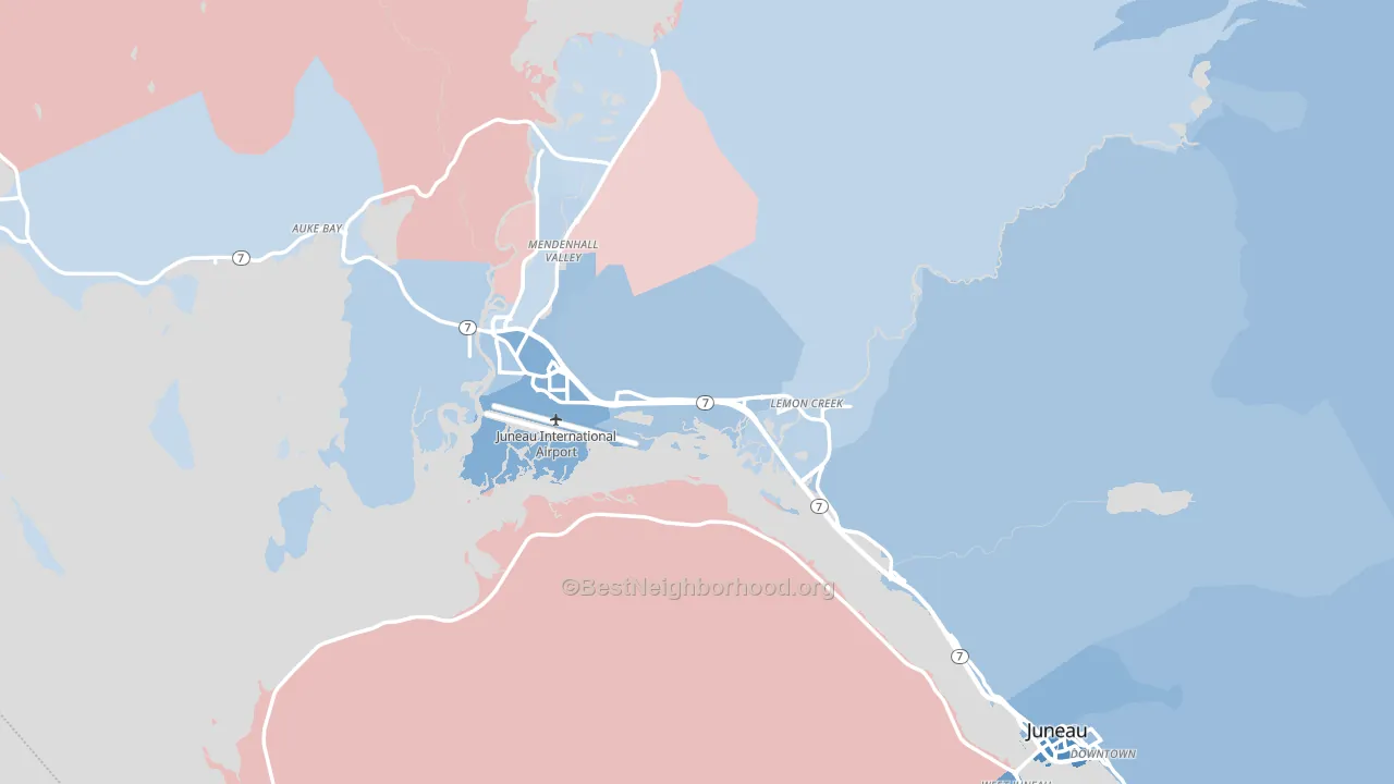 Juneau City and Borough, AK block-group political-lean map