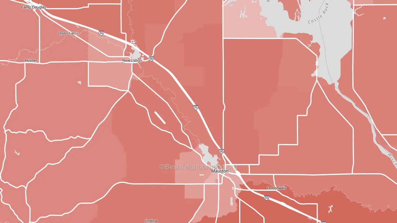 Juneau County, WI block-group political-lean map
