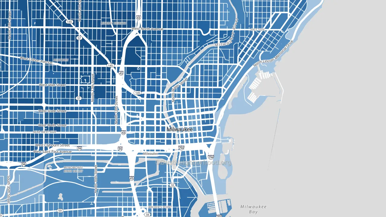 Juneau Town, Milwaukee, WI block-group political-lean map