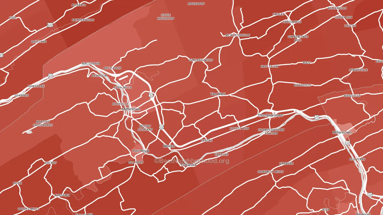 Juniata County, PA block-group political-lean map