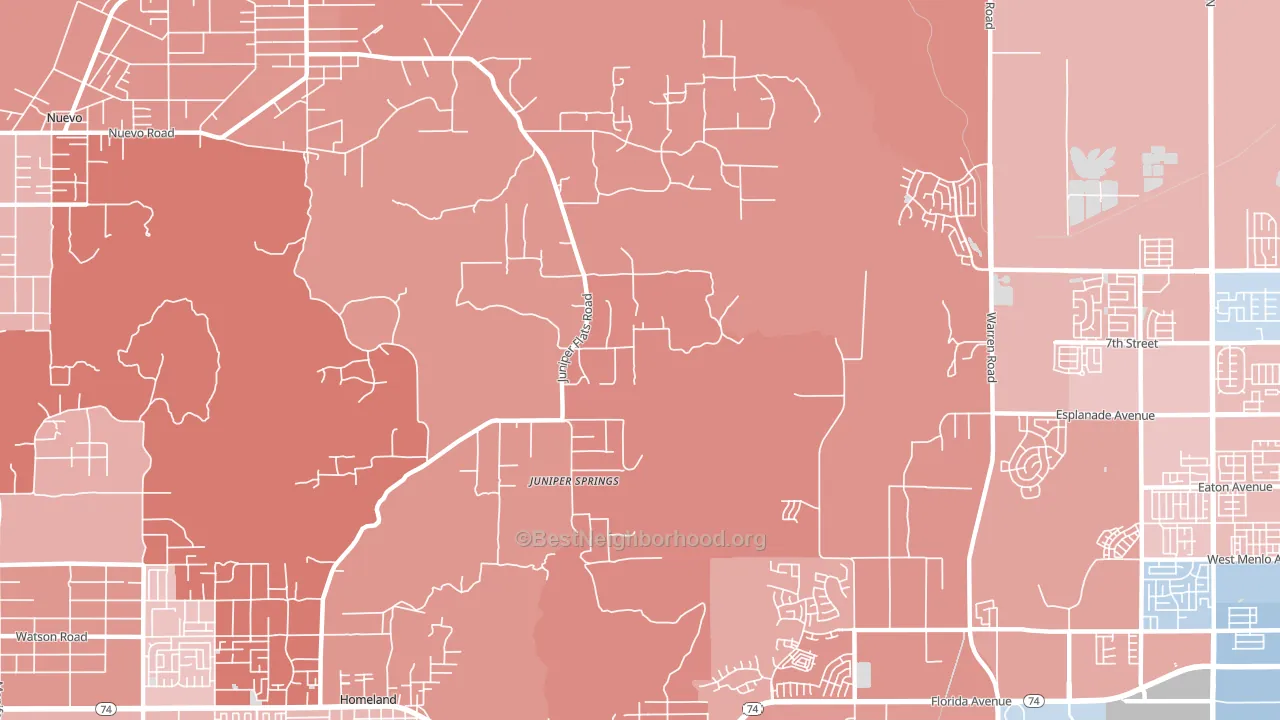 Juniper Springs, CA block-group political-lean map