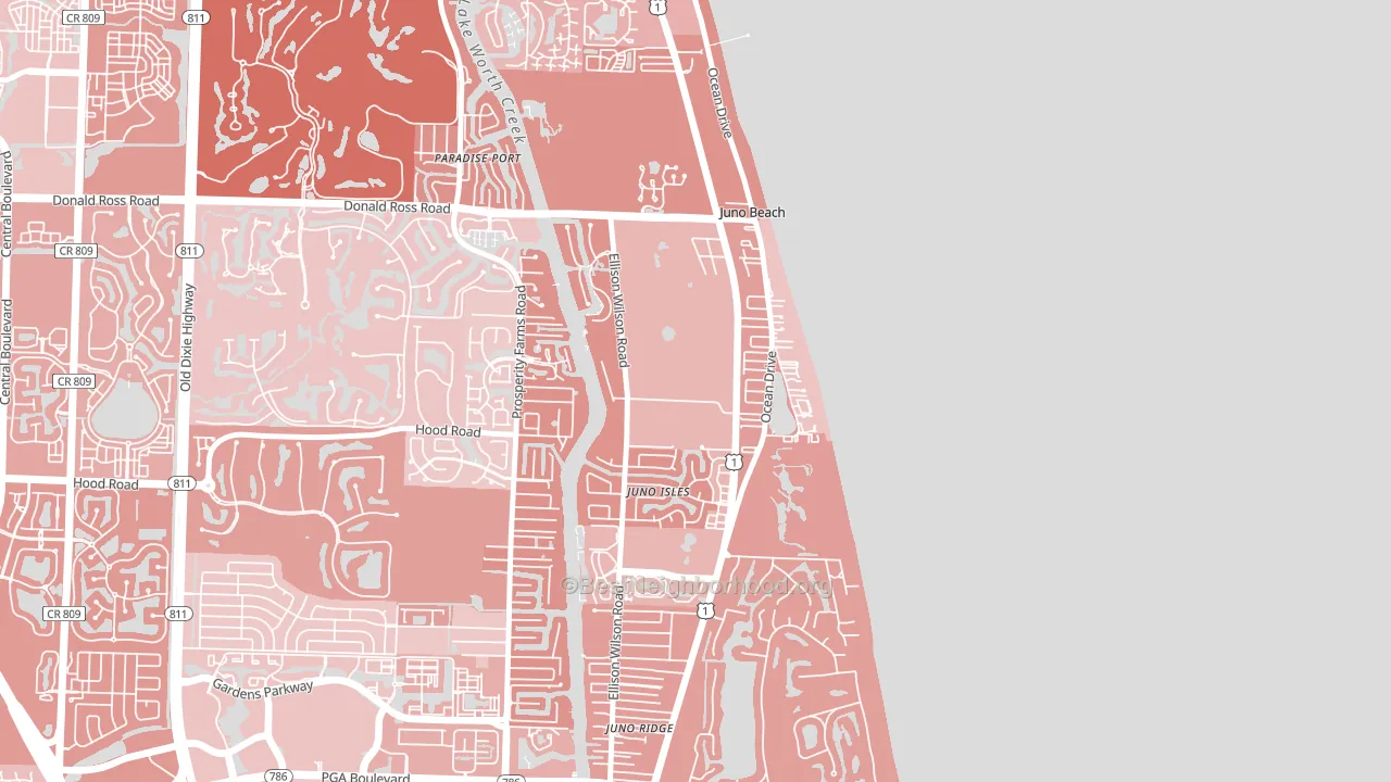 Juno Beach, FL block-group political-lean map