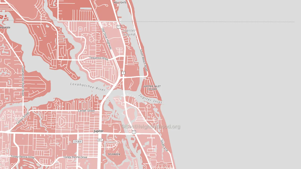 Jupiter Inlet Colony, FL block-group political-lean map