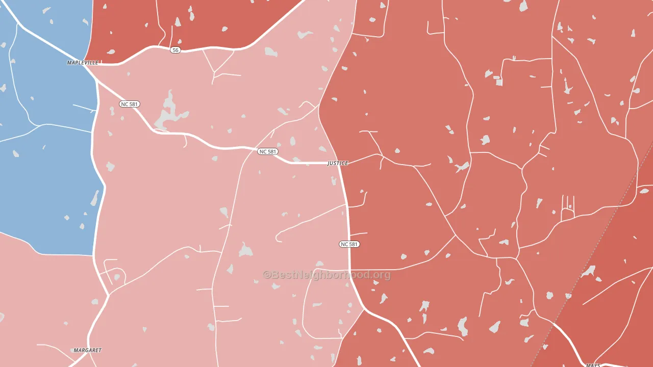 Justice, NC block-group political-lean map