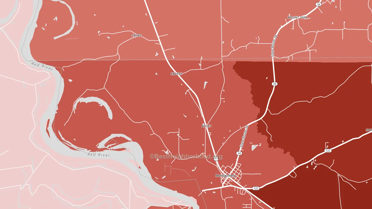 Kadesh, LA block-group political-lean map