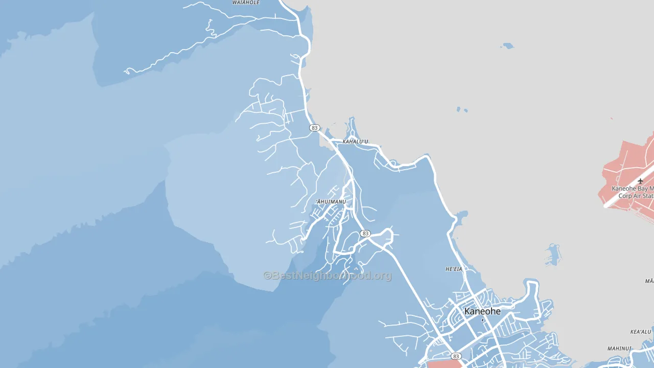 Kahaluu, Kaneohe, HI block-group political-lean map