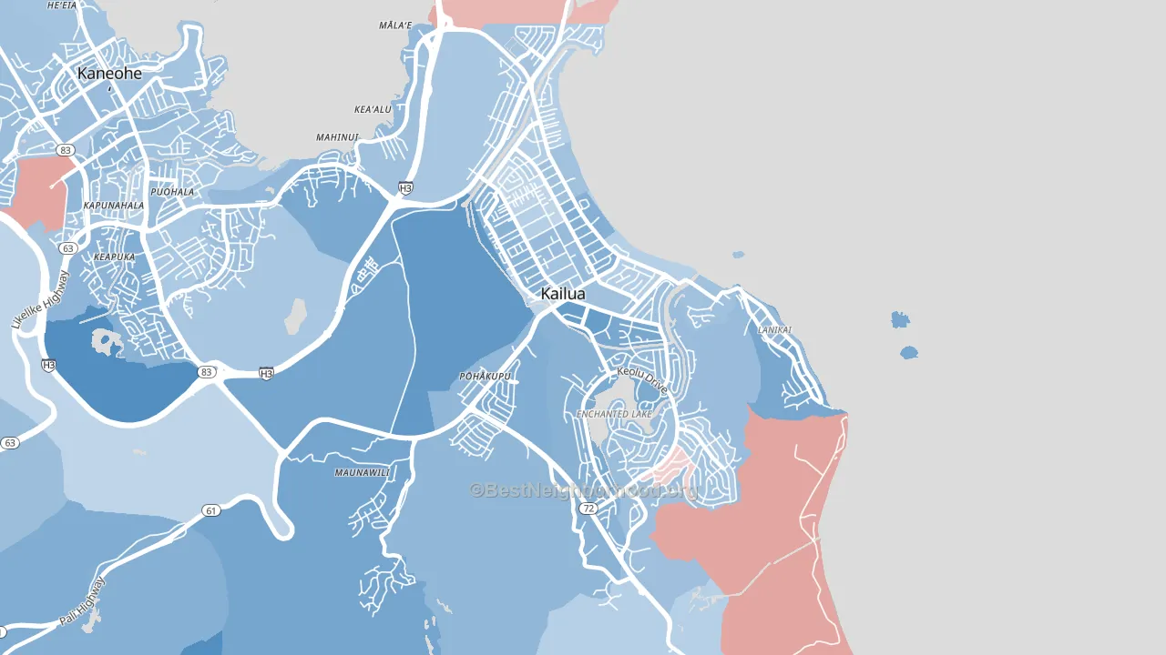 Kailua, HI block-group political-lean map