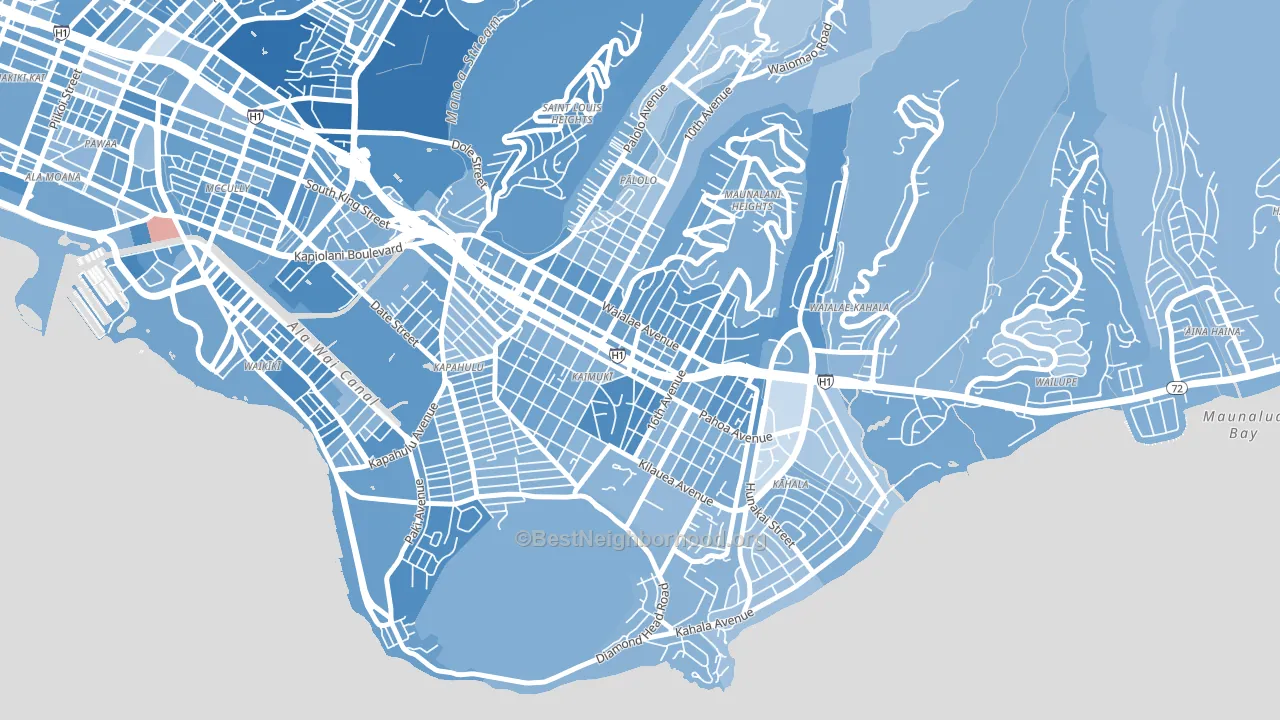 Kaimuki, Honolulu, HI block-group political-lean map
