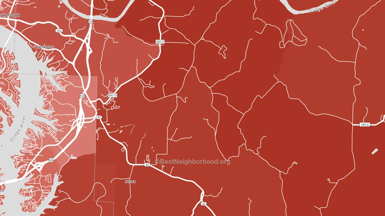 Kaiser, MO block-group political-lean map