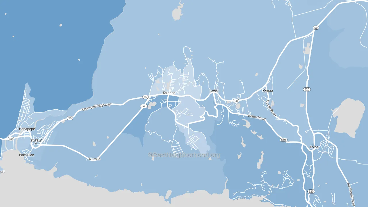 Kalaheo, HI block-group political-lean map