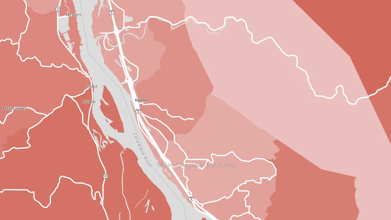 Kalama, WA block-group political-lean map