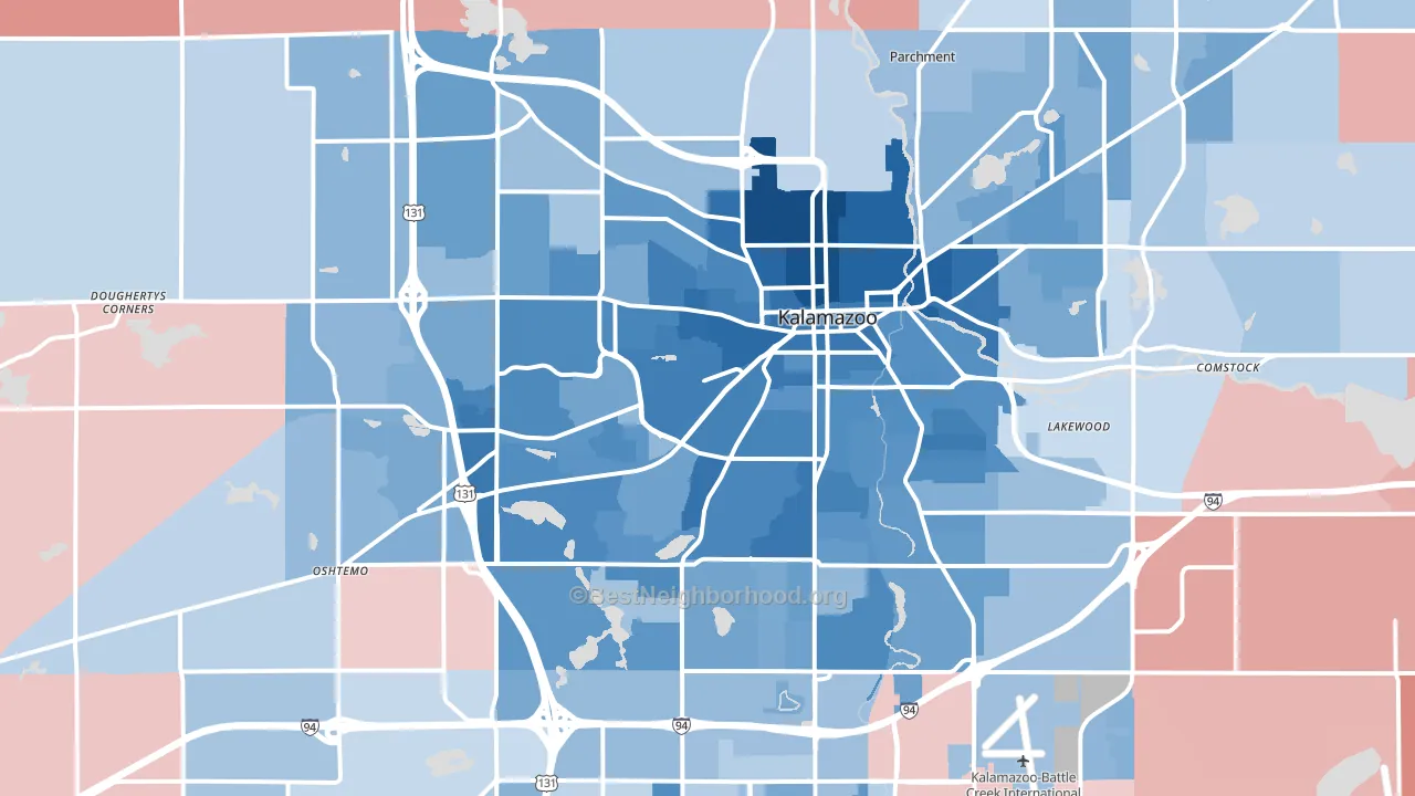 Kalamazoo, MI block-group political-lean map