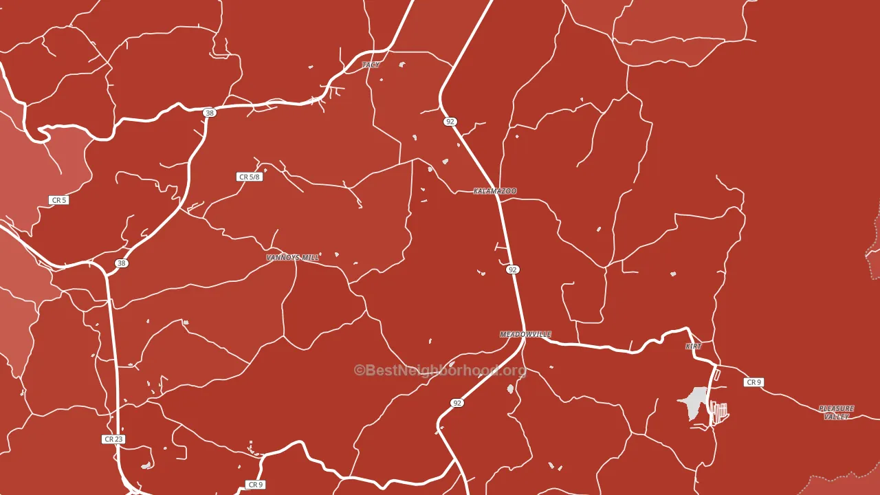 Kalamazoo, WV block-group political-lean map