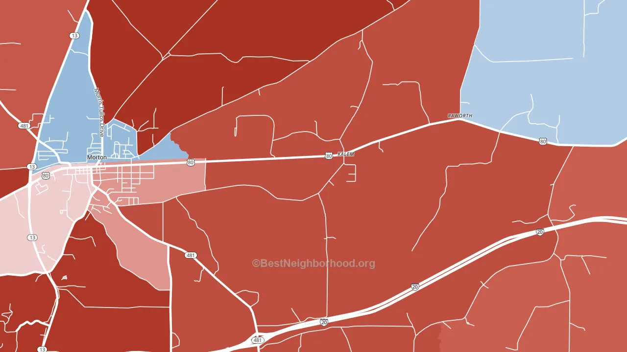 Kalem, MS block-group political-lean map