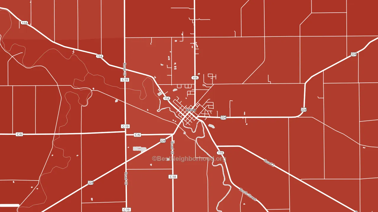 Kalida, OH block-group political-lean map