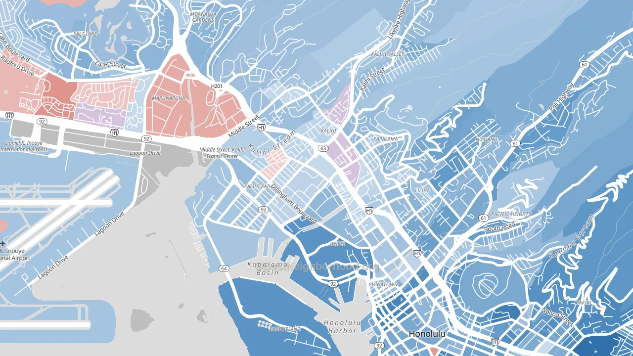Kalihi-Palama, Honolulu, HI block-group political-lean map