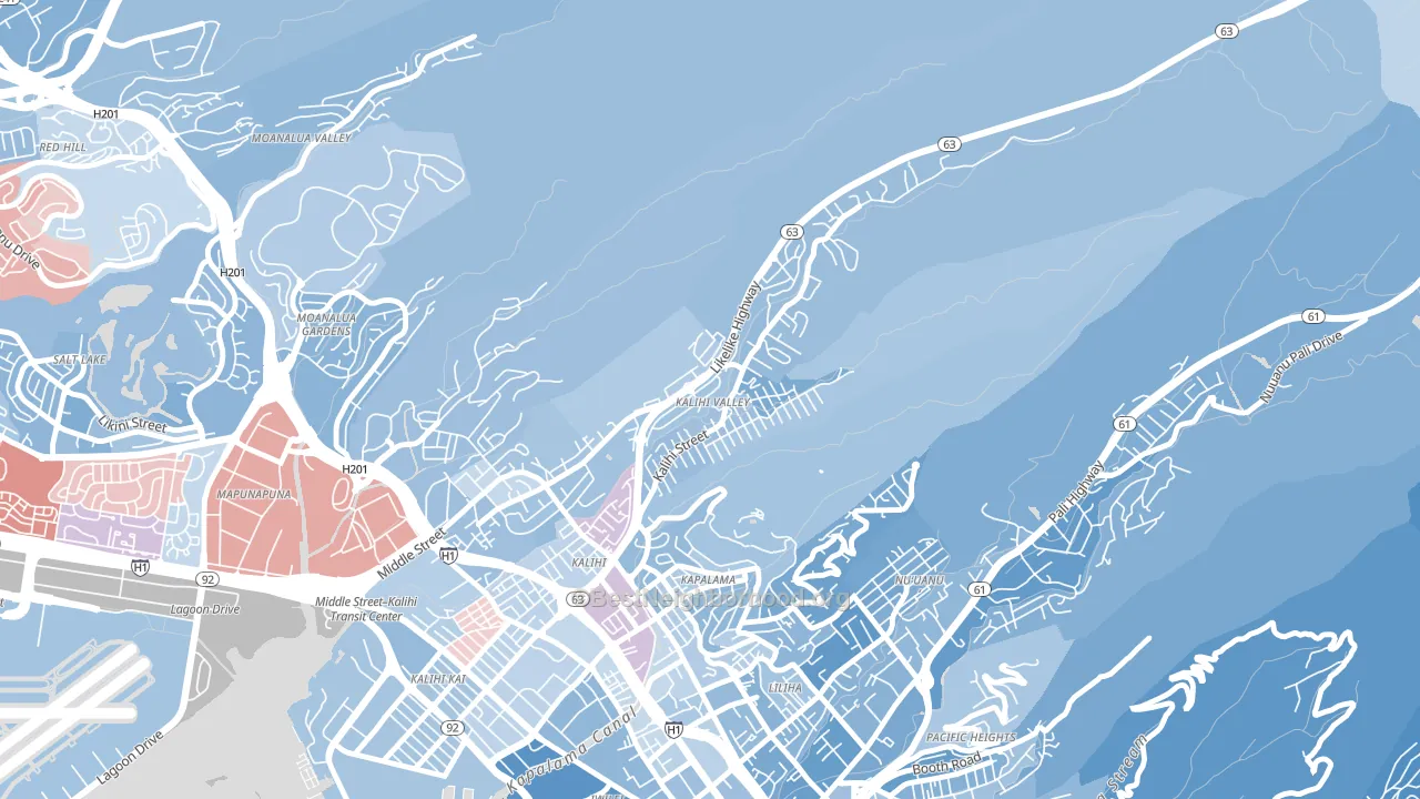 Kalihi Valley, Honolulu, HI block-group political-lean map