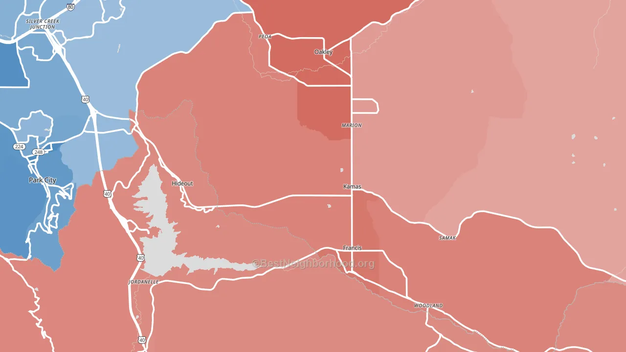 Kamas, UT block-group political-lean map