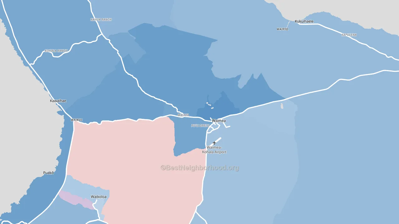 Kamuela, Waimea, HI block-group political-lean map