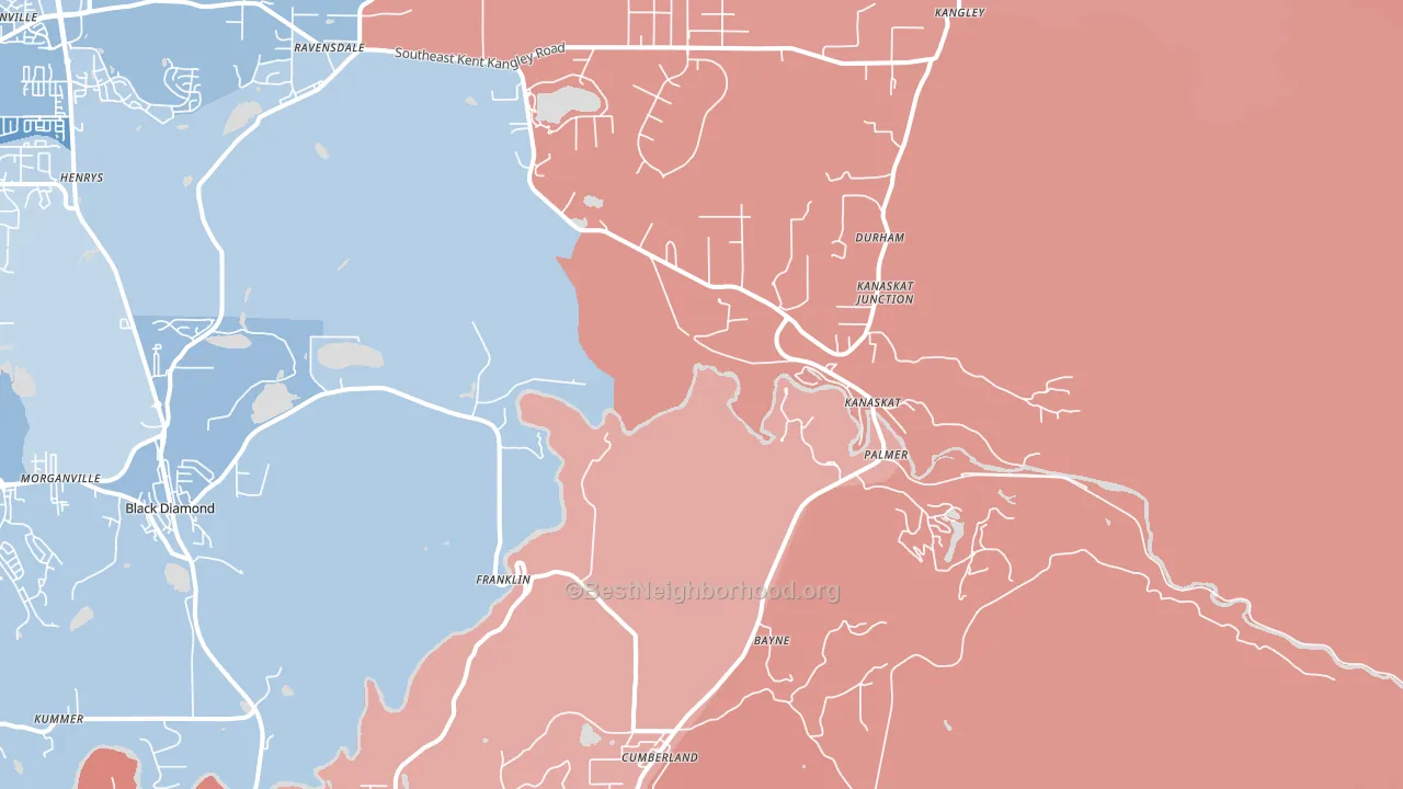 Kanaskat, WA block-group political-lean map